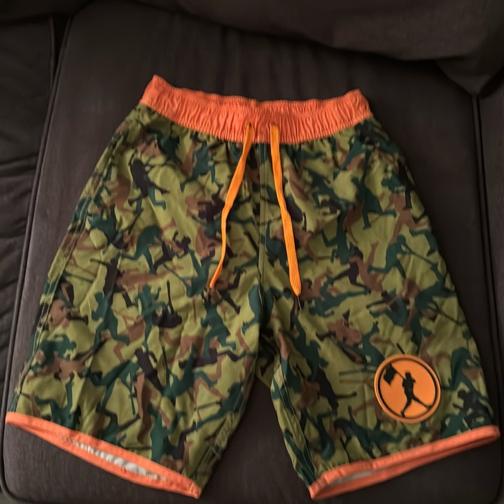 Baseballism camo swim trunks